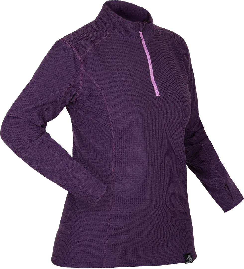 Womens Base Layer For Outdoor Activities Grid Technical Fleece Elderberry Angled