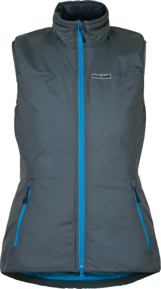 Womens Insulating Hiking Gilet Paramo Torres Medio Rock Grey Neon Blue Front