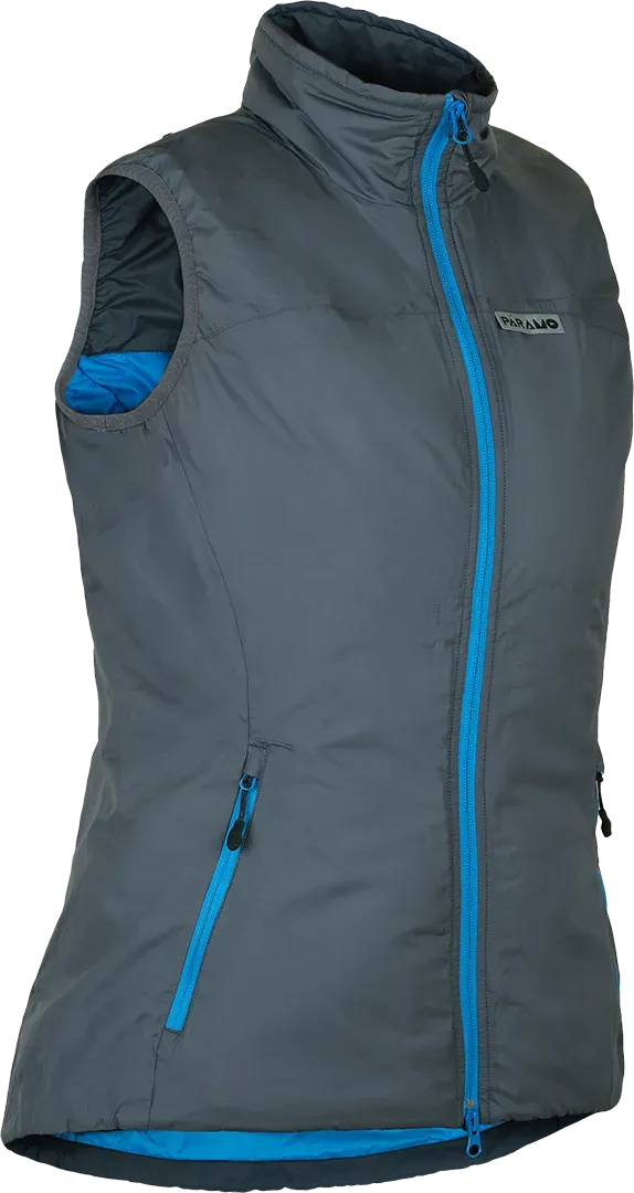 Womens Insulating Hiking Gilet Paramo Torres Medio Rock Grey Neon Blue Side