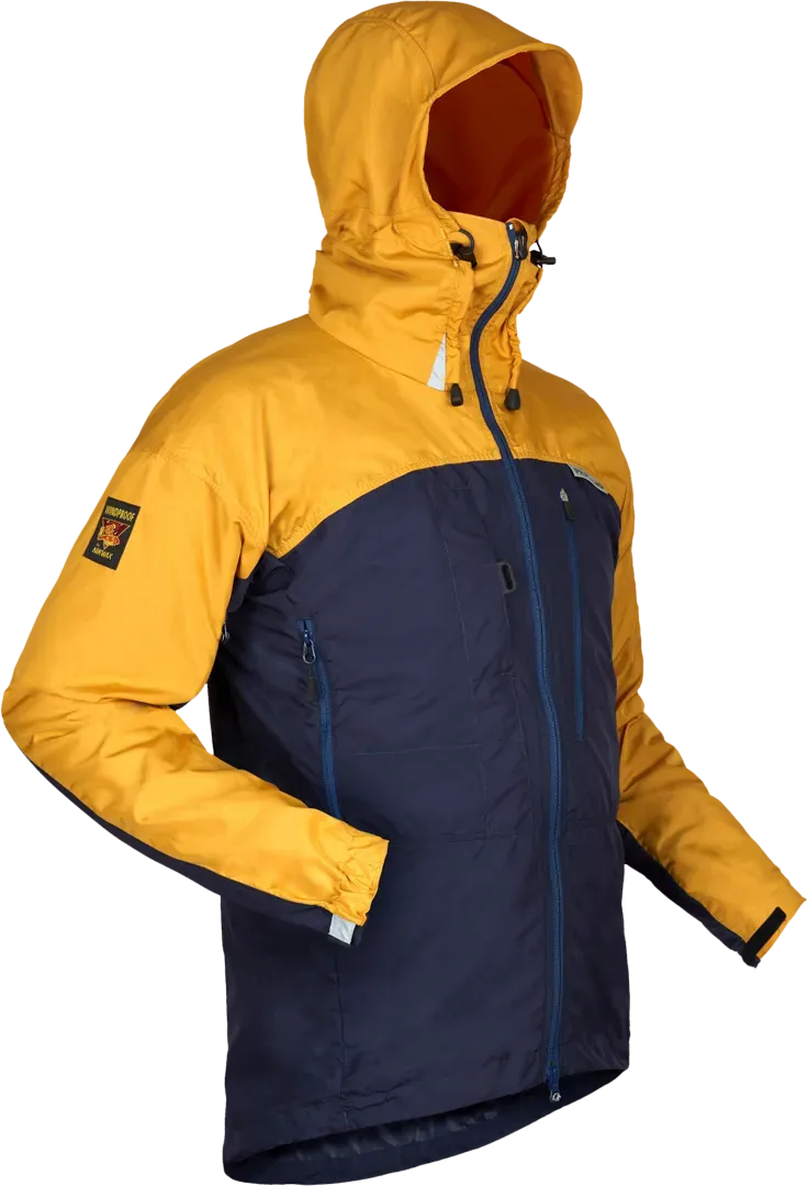 Mens Mountaineering Windproof Jacket In Midnight And Gold Angled