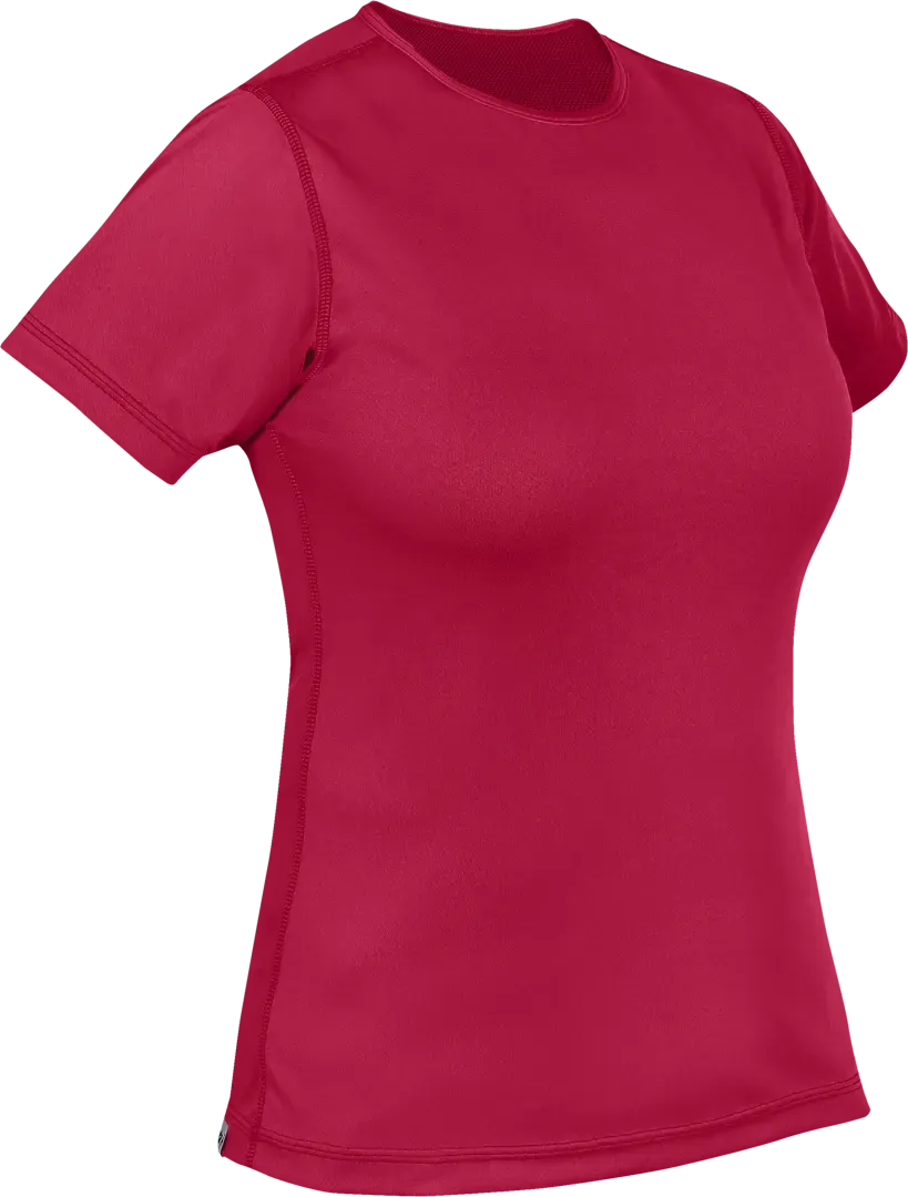 Womens Cambia Short Sleeve T Shirt Carmine Womens Running Baselayer Angled