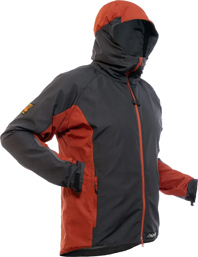Mens Caminata Jacket Dark Grey Outback Red Angled