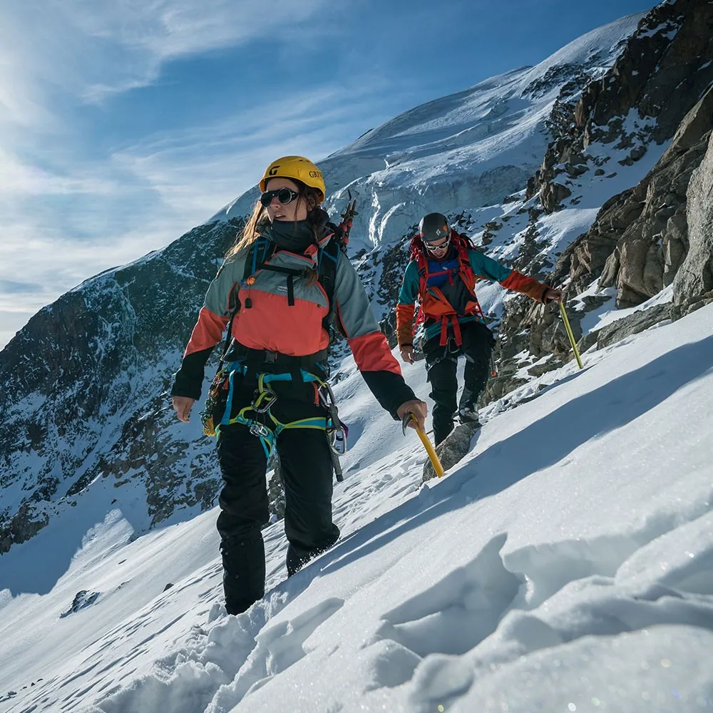 Mountaineers on a snowy slope